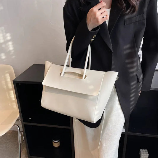 Vvsha Fashion Women Shoulder Bags 2025 New Large Capacity Handbags Simple Retro Tote Bags Solid Color Famous Brand High Quality Bags