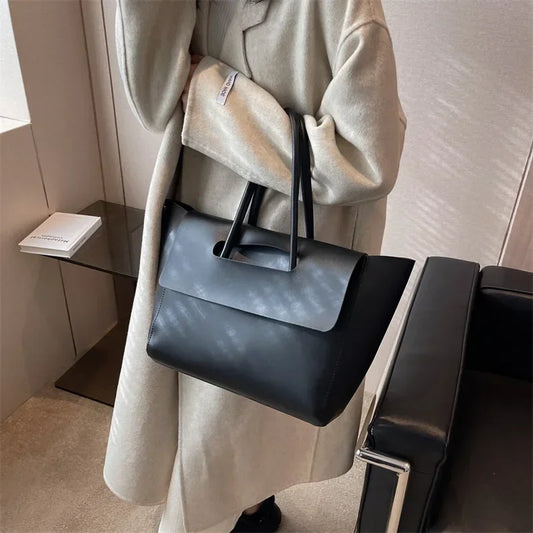 Vvsha Fashion Women Shoulder Bags 2025 New Large Capacity Handbags Simple Retro Tote Bags Solid Color Famous Brand High Quality Bags