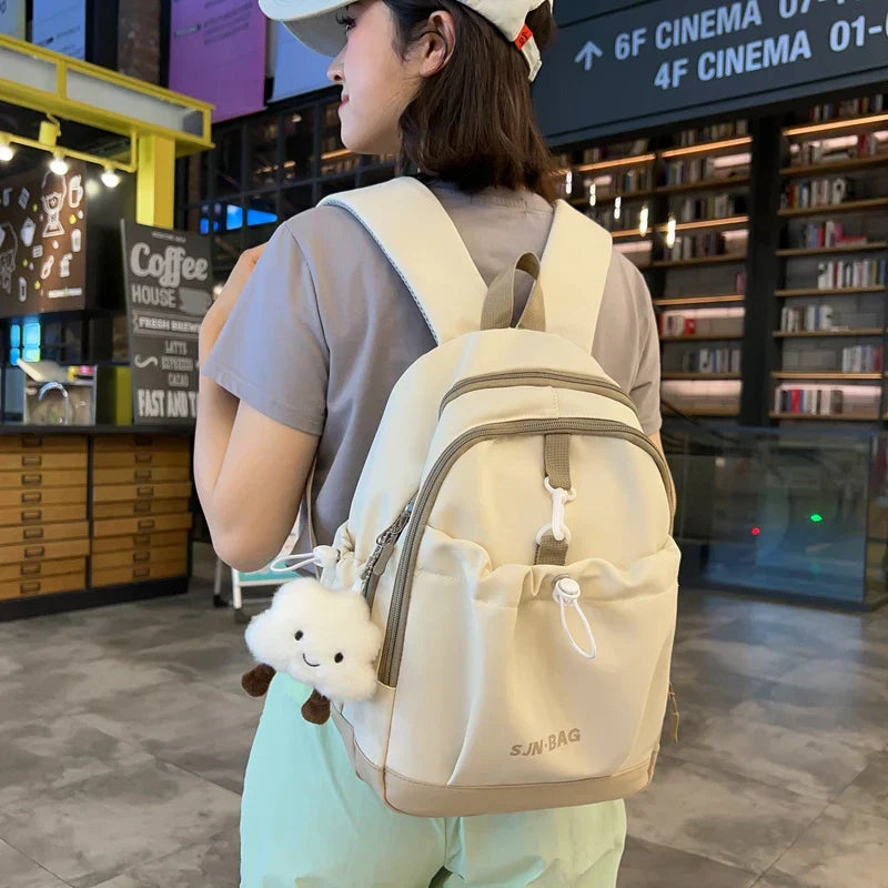 Vvsha Fashion Simple Nylon Color Matching Backpacks 2025 Hot Sale Large Capacity Casual Versatile Durable Schoolbags for Women