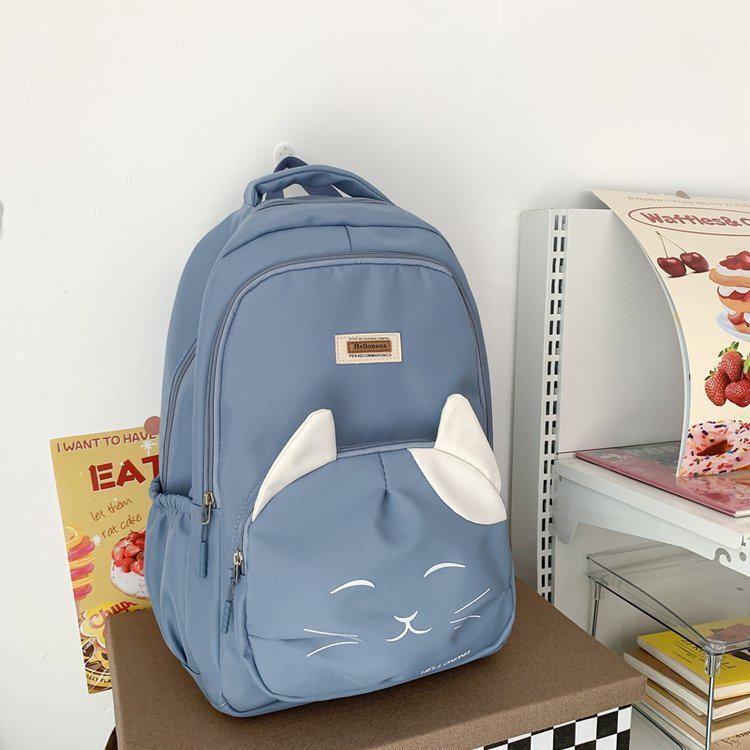 Vvsha Cute Cat Young Girl School Backpack Female Large Capacity Kawaii Back Pack Mochila Pink Women Bagpack Nylon Cartoon Schoolbag