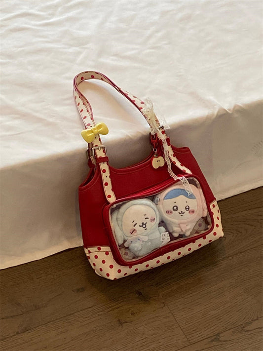 Vvsha Christmas Red Double Side Back Transparent Itabag Cute Small Capacity Sweet Casual Shoulder Bag Bolso Handbags
