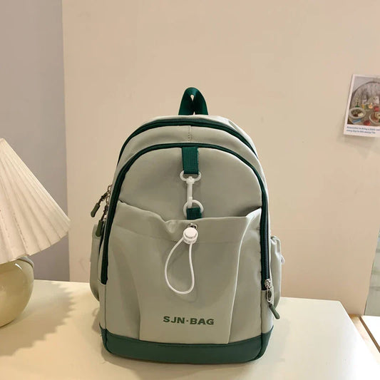 Vvsha Fashion Simple Nylon Color Matching Backpacks 2025 Hot Sale Large Capacity Casual Versatile Durable Schoolbags for Women