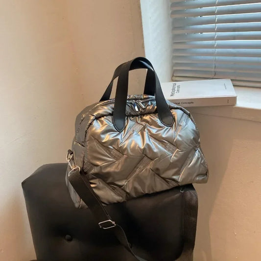 Vvsha Women Winter Shoulder Bags Space Down Bags Cotton Padded Puffer Large Fashion CrossbodyBag Female Puffy Clutch Christmas Bag