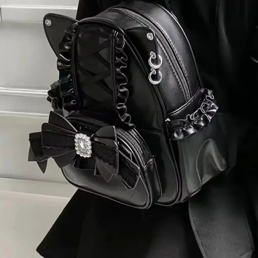 Vvsha Japanese Ita Mochila Lace Cat's Ear School Bag Cute Large Capacity Mochilas Mujer New Bow Women Bags Student Backpack