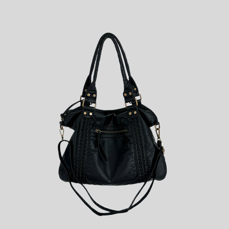 Vvsha Women's Fashion Y2K Hot Girl Washed Distressed Motorcycle Bag Large Capacity Vegan Leather Shoulder Handbag