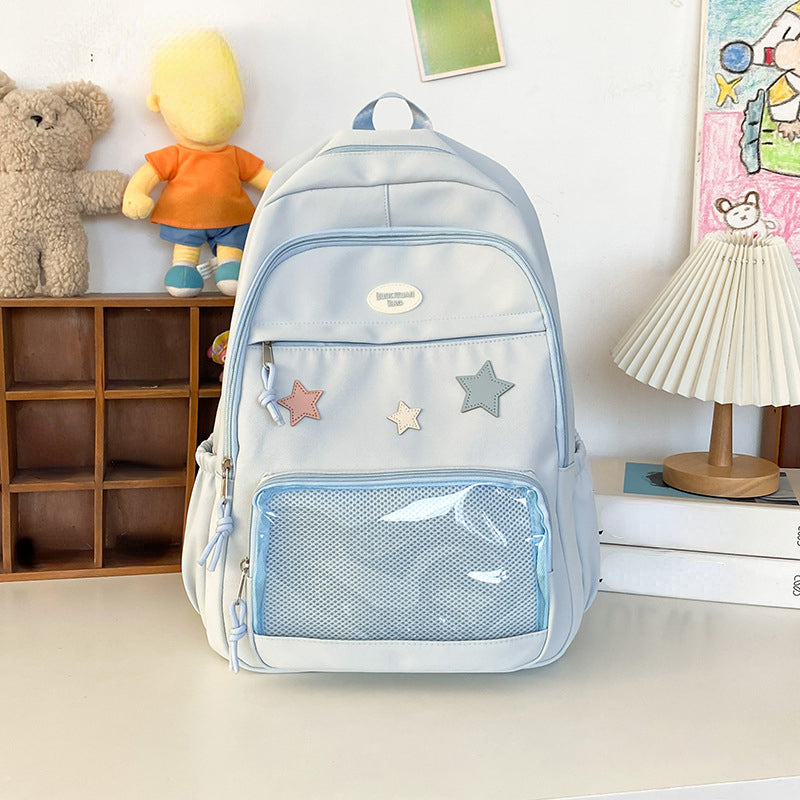 Vvsha Japanese Y2k Aesthetic Star Transparent Backpack Women Students Casual Kawaii Star Schoolbag Girl High-capacity Preppy Backpacks