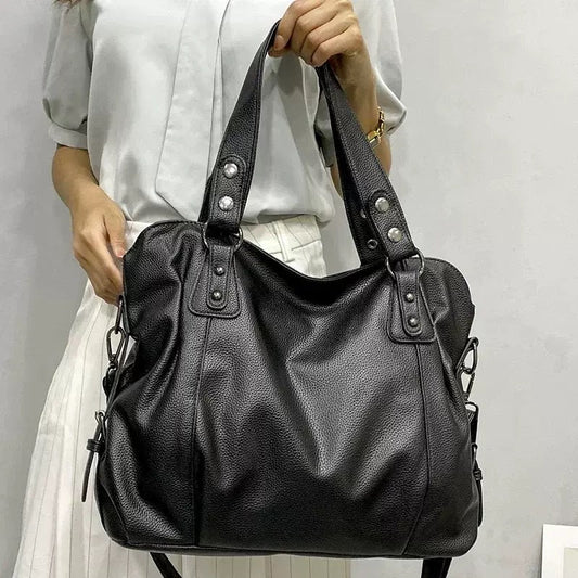 Vvsha Women's Retro Roomy Shoulder Bag Female Luxury Black Classic Crossbody Bag Quality Leather Ladies Large Commuter Tote Handbag