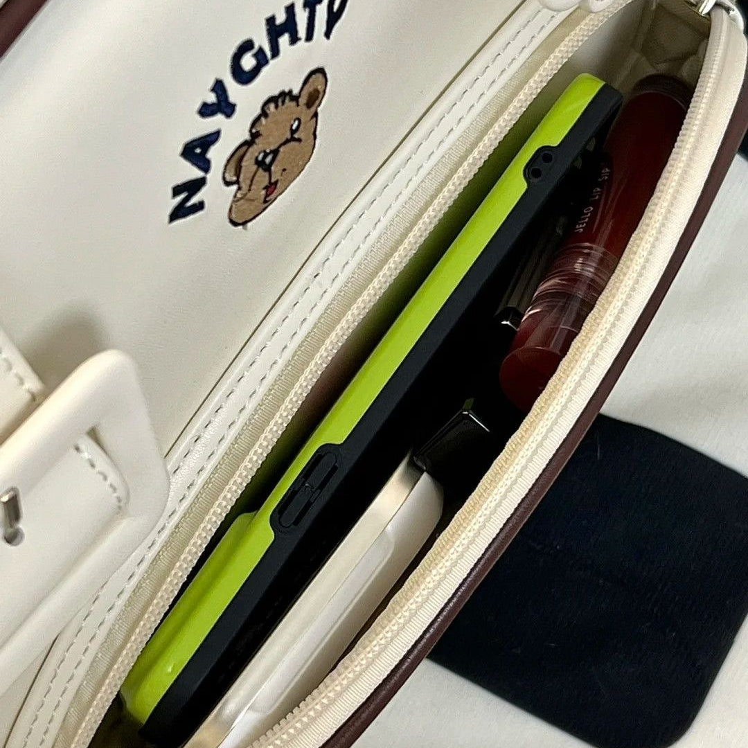 Vvsha Cute Bear Pu Leather Kawaii Fashion Retro College Style Old School Large Capacity Shoulder Underarm Bag Women Bag Handbag Purses