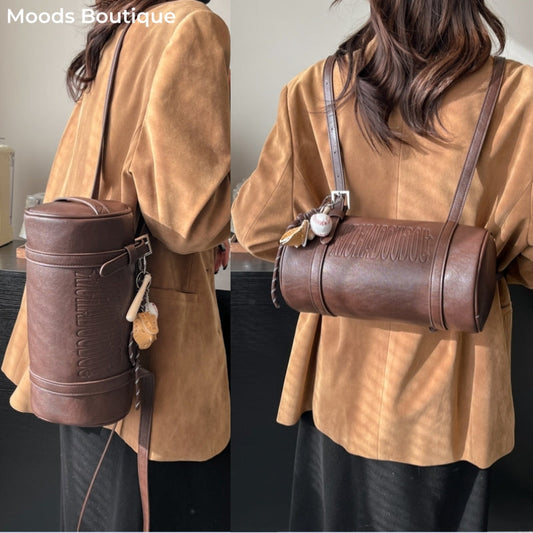 Vvsha Multifunctional Cylinder Shaped Shoulder Bags For Women 2025 Winter Latest Designer Handbags Luxury Cross Body Bag With Pendant