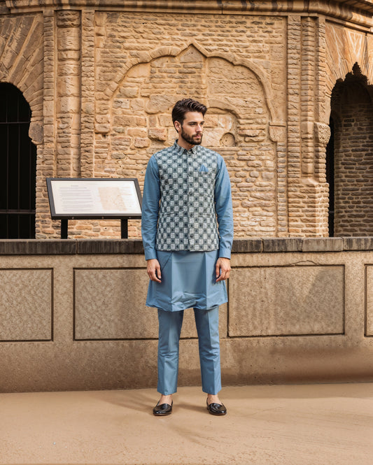 Kurta With Pyjama & Nehru Jacket