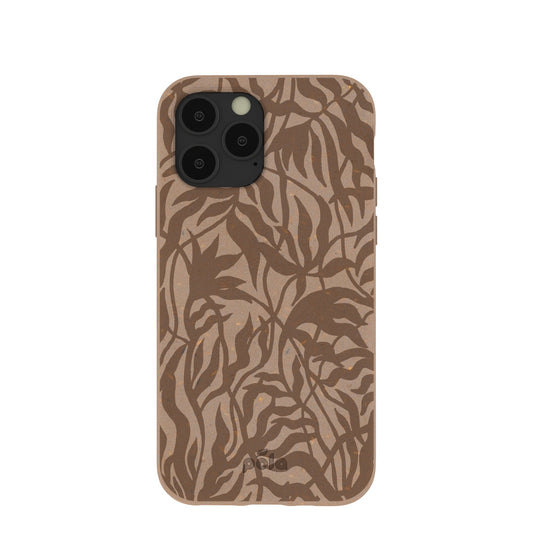 Chocolate Brown Rustic Leaves iPhone 11 Pro Case
