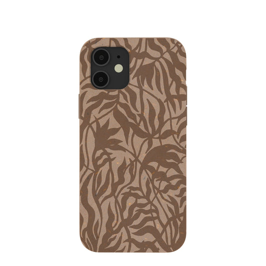 Chocolate Brown Rustic Leaves iPhone 12/ iPhone 12 Pro Case