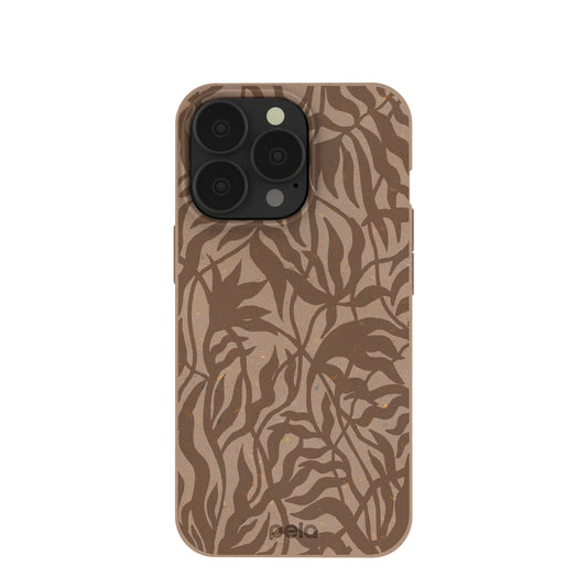 Chocolate Brown Rustic Leaves iPhone 13 Pro Case