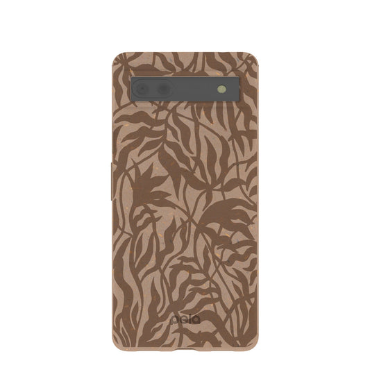 Chocolate Brown Rustic Leaves Google Pixel 6a Case