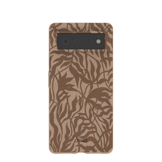 Chocolate Brown Rustic Leaves Google Pixel 6 Case