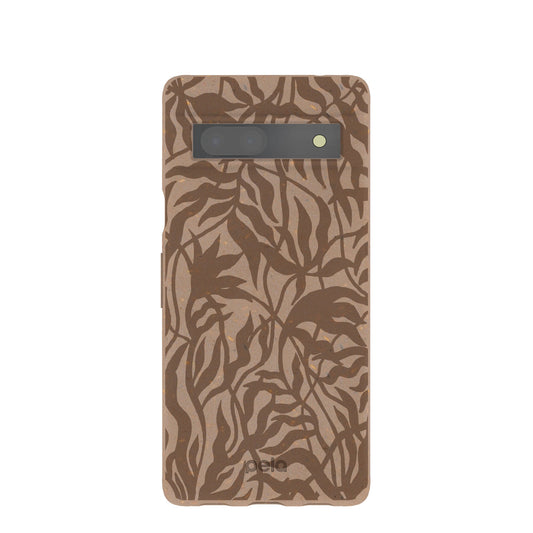 Chocolate Brown Rustic Leaves Google Pixel 7a Case