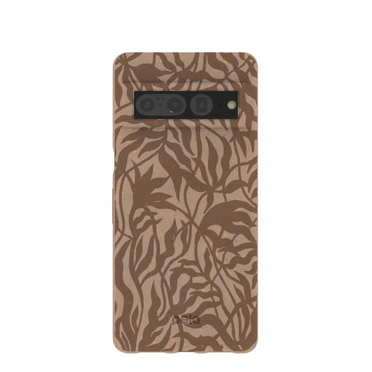 Chocolate Brown Rustic Leaves Google Pixel 7 Pro Case