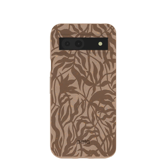 Chocolate Brown Rustic Leaves Google Pixel 8a Case