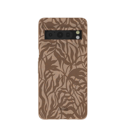 Chocolate Brown Rustic Leaves Google Pixel 8 Pro Case