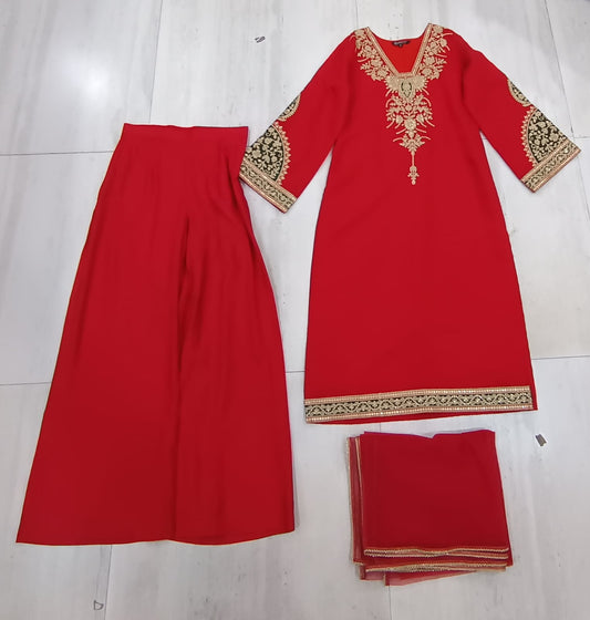 Ethnic Motifs Embroidered Regular Kurta with Trousers & With Dupatta