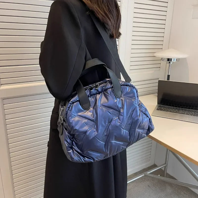 Vvsha Women Winter Shoulder Bags Space Down Bags Cotton Padded Puffer Large Fashion CrossbodyBag Female Puffy Clutch Christmas Bag
