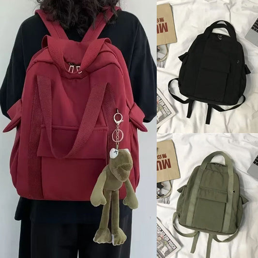 Vvsha Backpacks Women Korean Style Harajuku Multifunction Travel Large Capacity Backpack Retro Solid Waterproof Bag Students Preppy