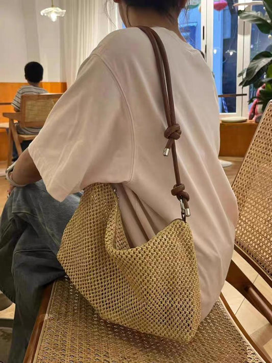 Vvsha Summer Holiday Travel Woven Bag Fashionable Leisure Beach Straw Shoulder Bag Ladies Versatile Casual Crossbody Bags 2025