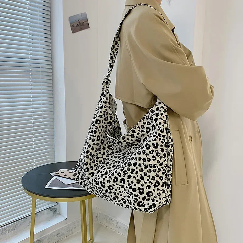 Vvsha Women's Bag Cheap Casual Large Capacity Shoulder Bags Shopper Canvas Fashion Harajuku Zipper Leopard Print Ulzzang Handbags