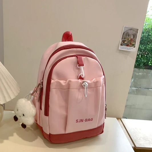 Vvsha Fashion Simple Nylon Color Matching Backpacks 2025 Hot Sale Large Capacity Casual Versatile Durable Schoolbags for Women