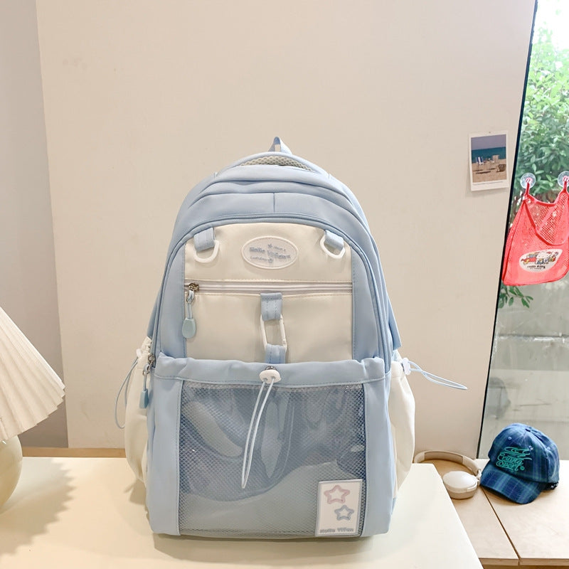 Vvsha Cute Nylon School Backpack for Girls Teenage Student Women Backpack Multi-Pocket Schoolbag Kawaii Laptop Book Bag Pack Mochila