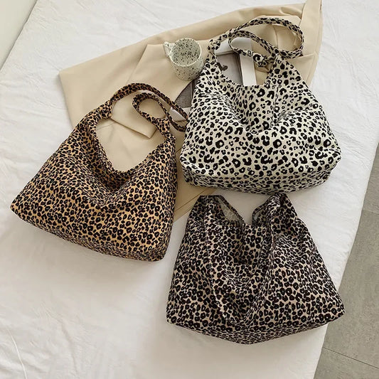 Vvsha Women's Bag Cheap Casual Large Capacity Shoulder Bags Shopper Canvas Fashion Harajuku Zipper Leopard Print Ulzzang Handbags