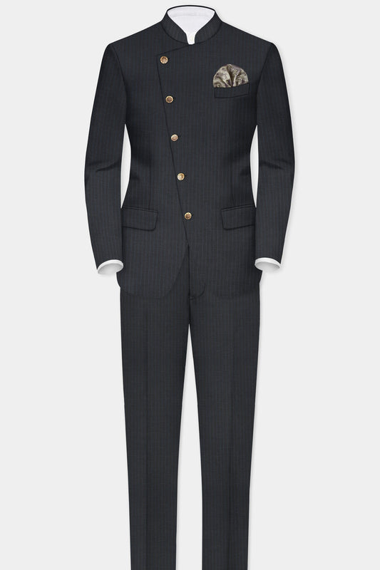 Men Cotton Single-Breasted Two-Piece Suit